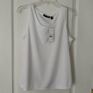 Notations White woven tank top large
